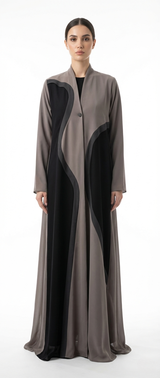 Curved Panel Taupe Abaya