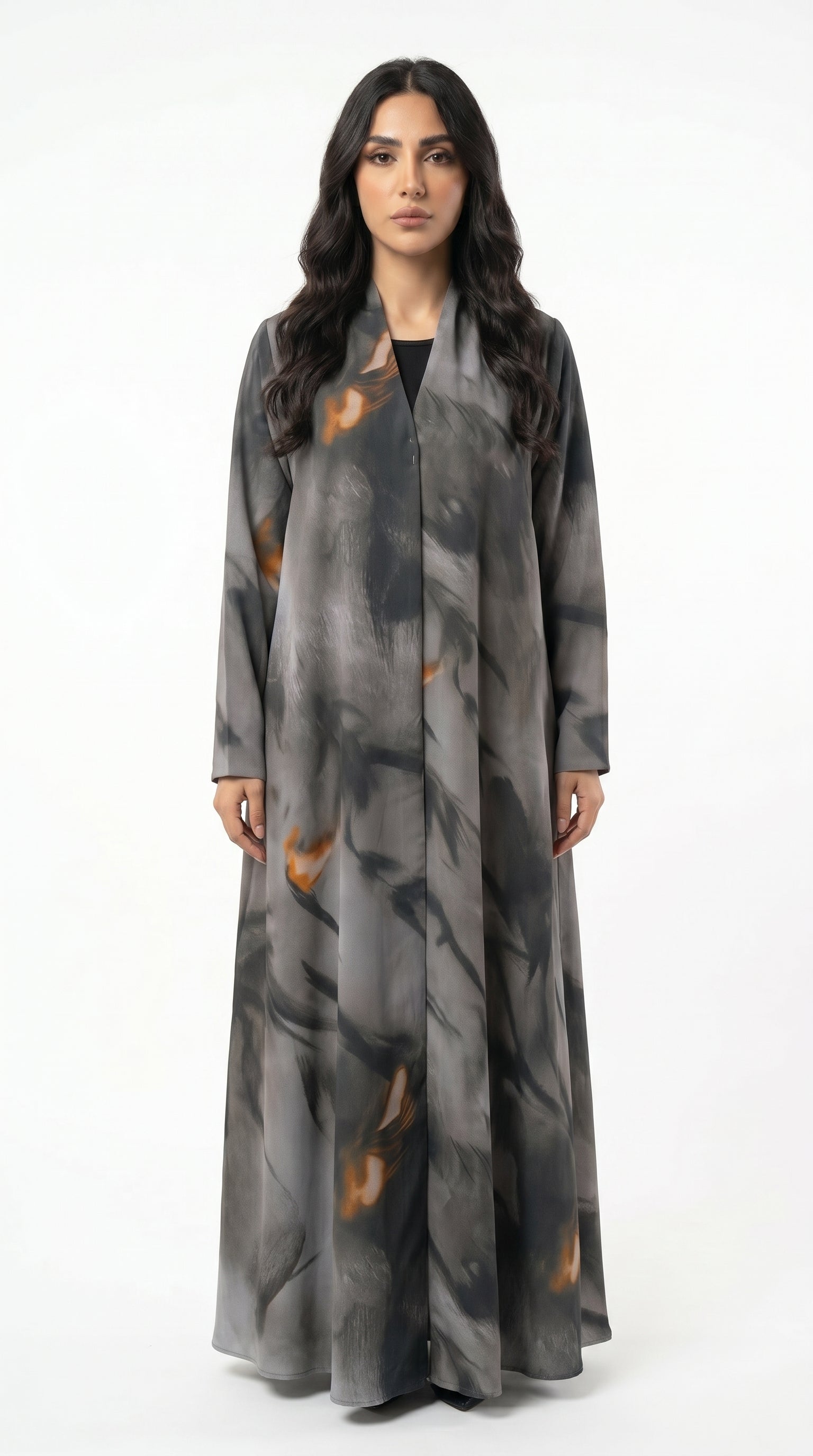Abstract Brushstroke Print Abaya